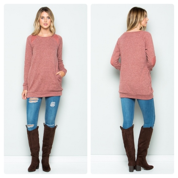 5🌟 Elbow Patch Long Sweater - Picture 4 of 5